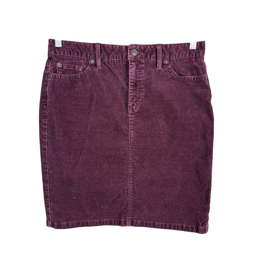 LL Bean 10 Reg Corduroy Skirt Purple Pencil 5-Pocket Knee Length